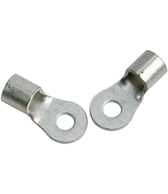 33469 RING TERMINAL/6.35 mm stud/tab size, female, not insulated, tin plating, copper material, 7.52 mm maximum bundle diameter. For use with 4 gauge wire.
